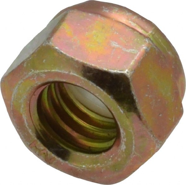 Value Collection - 5/16-18 UNC Grade 8 Hex Lock Nut with Nylon Insert - 1/2" Width Across Flats, 23/64" High, Zinc Yellow Dichromate Finish - Exact Tooling