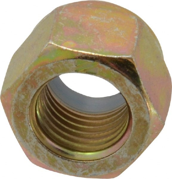 Value Collection - 3/8-24 UNF Grade 8 Hex Lock Nut with Nylon Insert - 9/16" Width Across Flats, 15/32" High, Zinc Yellow Dichromate Finish - Exact Tooling