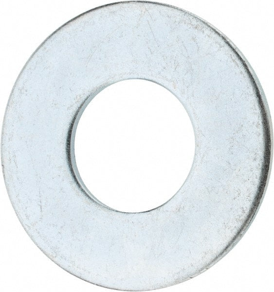Value Collection - 1-1/8" Screw, Steel USS Flat Washer - 1-1/4" ID x 2-3/4" OD, 0.136" Thick, Zinc-Plated Finish - Exact Tooling