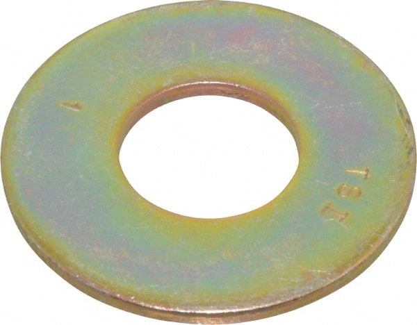Value Collection - 1" Screw, Grade 8 Steel USS Flat Washer - 1-1/16" ID x 2-1/2" OD, 11/64" Thick, Zinc Yellow Dichromate Finish - Exact Tooling
