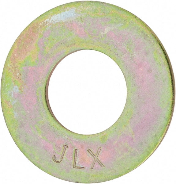 Value Collection - 1-1/4" Screw, Grade 8 Steel USS Flat Washer - 1-3/8" ID x 3" OD, 11/64" Thick, Zinc Yellow Dichromate Finish - Exact Tooling