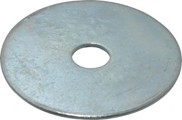 Value Collection - 3/8" Screw, Steel Fender Flat Washer - 3/8" ID x 2" OD, 0.08" Thick, Zinc-Plated Finish - Exact Tooling