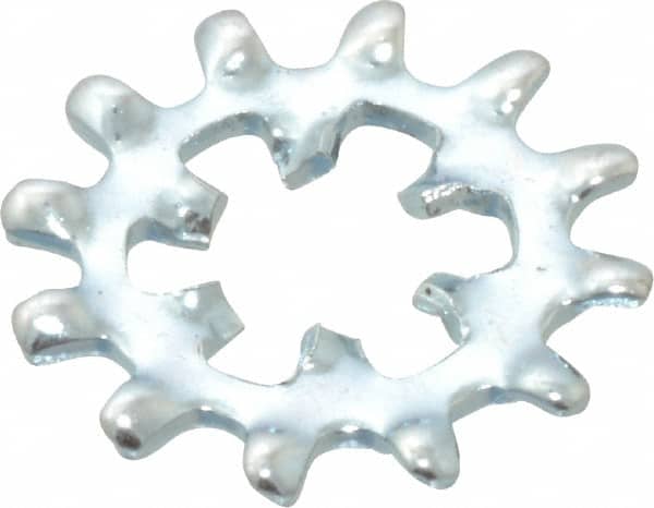 Value Collection - #8 Screw, 0.176" ID, Steel Internal Tooth & External Tooth Lock Washer - 0.506" OD, Zinc-Plated, Grade 2 - Exact Tooling
