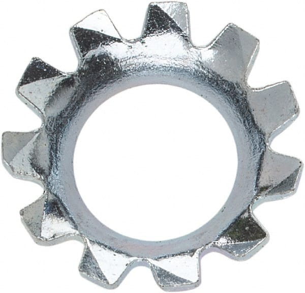 Value Collection - #10 Screw, 0.205" ID, Steel External Tooth Lock Washer - 0.354" OD, Zinc-Plated, Grade 2 - Exact Tooling