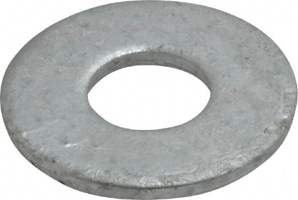 Value Collection - 1/2" Screw, Steel USS Flat Washer - 9/16" ID x 1-3/8" OD, 7/64" Thick, Galvanized Finish - Exact Tooling