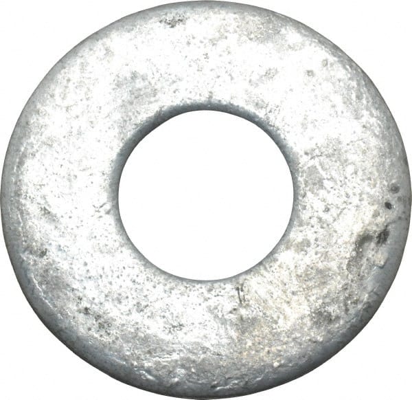 Value Collection - 1" Screw, Steel USS Flat Washer - 1-1/16" ID x 2-1/2" OD, 11/64" Thick, Galvanized Finish - Exact Tooling