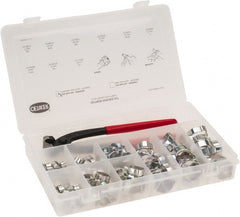Oetiker - 124 Piece, 5/16 to 1" Diam, 2-Ear Service Clamp Kit - 123 Clamps & 1 Standard Jaw Pincers - Exact Tooling