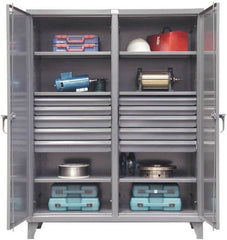 Strong Hold - 6 Shelf 10 Bin Locking Storage Cabinet - Steel, 60" Wide x 24" Deep x 78" High, Dark Gray - Exact Tooling