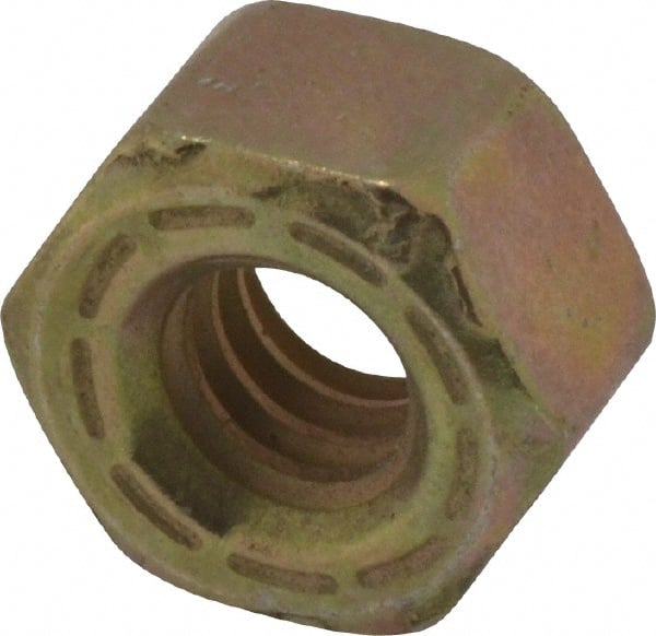 Made in USA - 1/4-20 UNC Steel Right Hand Hex Nut - 7/16" Across Flats, 7/32" High, Zinc Yellow Dichromate Cad & Waxed Finish - Exact Tooling