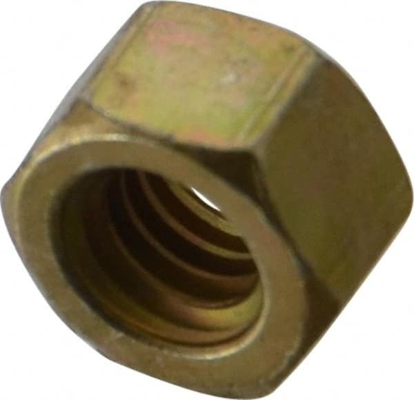 Value Collection - 5/16-18 UNC Steel Right Hand Hex Nut - 1/2" Across Flats, 17/64" High, Zinc Yellow Dichromate Cad & Waxed Finish - Exact Tooling