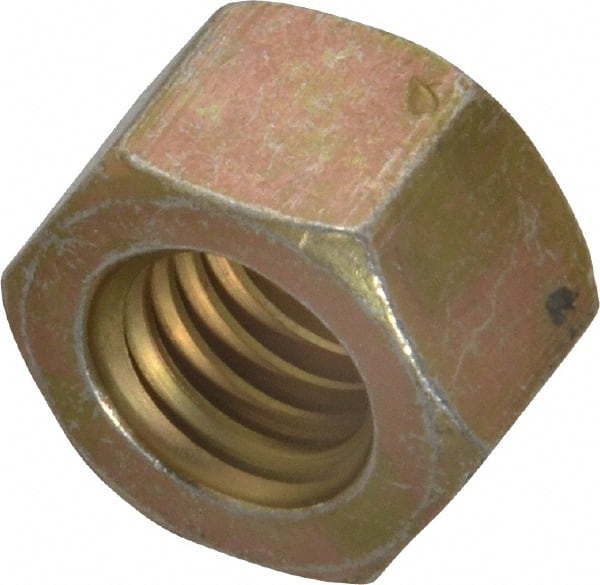 Value Collection - 7/16-14 UNC Steel Right Hand Hex Nut - 11/16" Across Flats, 3/8" High, Zinc Yellow Dichromate Cad & Waxed Finish - Exact Tooling