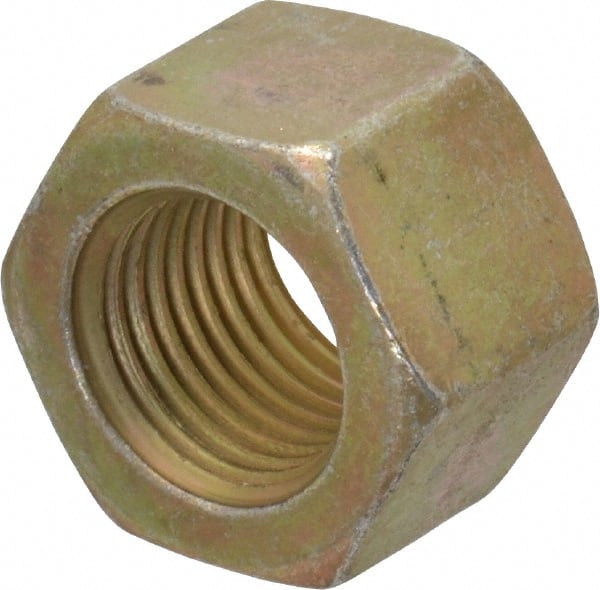 Value Collection - 1/2-20 UNF Steel Right Hand Hex Nut - 3/4" Across Flats, 1/2" High, Zinc Yellow Dichromate Cad & Waxed Finish - Exact Tooling
