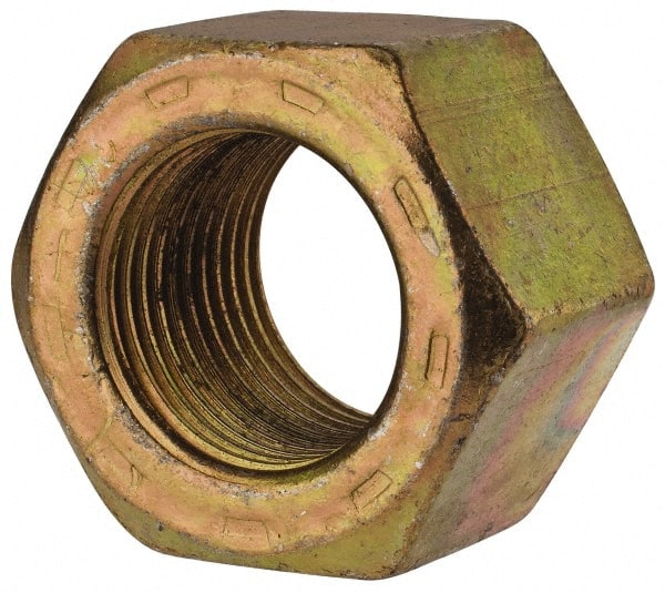 Value Collection - 7/8-14 UNF Steel Right Hand Hex Nut - 1-5/16" Across Flats, 3/4" High, Zinc Yellow Dichromate Cad & Waxed Finish - Exact Tooling