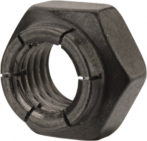 Flex-Loc - 1/2-13 UNC Grade 2 Heavy Hex Lock Nut with Expanding Flex Top - Uncoated, Meets Military Specifications - Exact Tooling