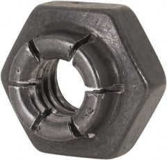 Flex-Loc - 1/4-20 UNC Grade 2 Heavy Hex Lock Nut with Expanding Flex Top - 19/64" High, Uncoated, Meets Military Specifications - Exact Tooling
