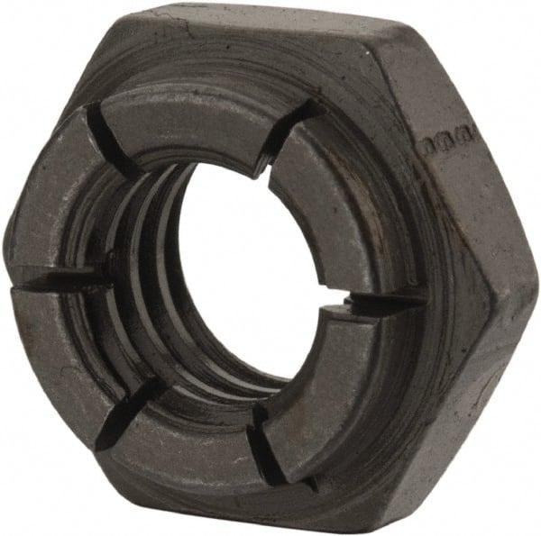 Flex-Loc - 3/8-16 UNC Grade 2 Heavy Hex Lock Nut with Expanding Flex Top - 9/32" High, Uncoated, Meets Military Specifications - Exact Tooling
