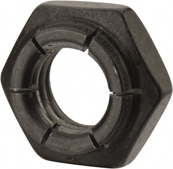 Flex-Loc - 1/2-13 UNC Grade 2 Heavy Hex Lock Nut with Expanding Flex Top - 21/64" High, Uncoated, Meets Military Specifications - Exact Tooling