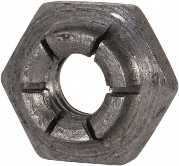 Flex-Loc - 1/4-20 UNC Grade 2 Heavy Hex Lock Nut with Expanding Flex Top - 7/32" High, Uncoated, Meets Military Specifications - Exact Tooling