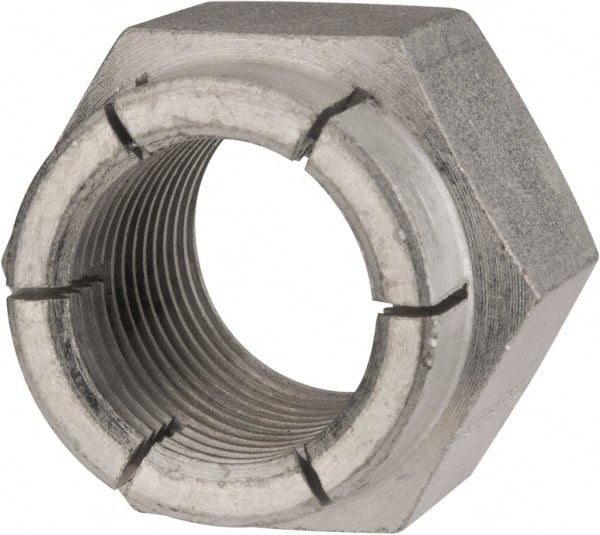 Flex-Loc - 1-12 UNF Grade 2 Hex Lock Nut with Expanding Flex Top - 1-7/16" Width Across Flats, Cadmium-Plated Finish - Exact Tooling