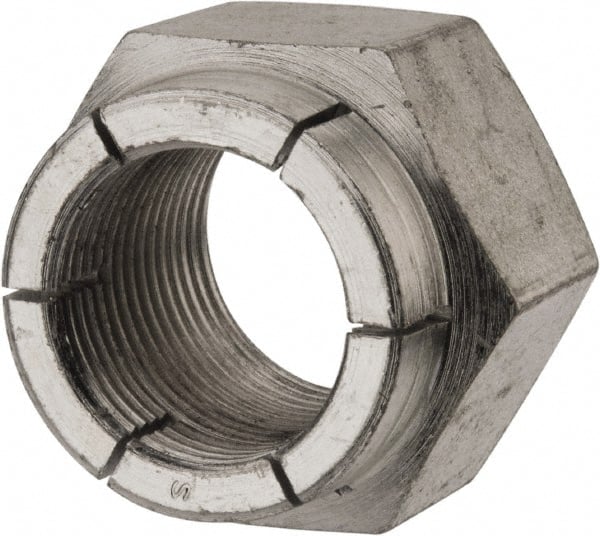 Flex-Loc - 1-14 UNF Grade 2 Hex Lock Nut with Expanding Flex Top - 1-7/16" Width Across Flats, 1-3/16" High, Cadmium-Plated Finish - Exact Tooling