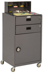 Durham - 2 Drawer, 1 Door Mobile Shop Desk - 23" Wide x 20" Deep x 48" High, Gray - Exact Tooling