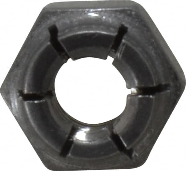 Flex-Loc - 1/4-20 UNC 18-8 Hex Lock Nut with Expanding Flex Top - 19/64" High, Uncoated, Meets Military Specifications - Exact Tooling