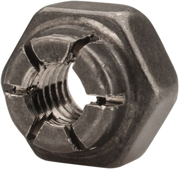 Flex-Loc - #8-32 UNJC 18-8 Hex Lock Nut with Expanding Flex Top - Uncoated, Meets Military Specifications - Exact Tooling
