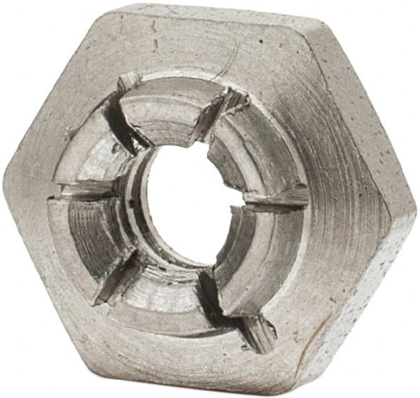Flex-Loc - #6-32 UNJC 18-8 Hex Lock Nut with Expanding Flex Top - 5/16" Width Across Flats, 9/64" High, Uncoated, Meets Military Specifications - Exact Tooling
