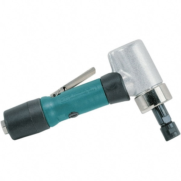 Dynabrade - 1/4" Collet, Angle Handle, Air Angle Die Grinder - 18,000 RPM, Rear Exhaust, 33.99 CFM, 0.7 hp, 90 psi, 1/4 NPT Inlet - Exact Tooling