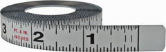 Starrett - 12 Ft. Long x 1/2 Inch Wide, 1/32 and 1/16 Inch Graduation, White, Steel Adhesive Tape Measure - Reads Right to Left - Exact Tooling