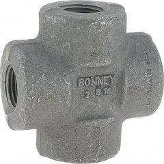Made in USA - Size 1/2", Class 3,000, Forged Carbon Steel Black Pipe Cross - 3,000 psi, Threaded End Connection - Exact Tooling