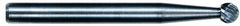 M.A. Ford - 1/8" Cut Diam, 1/8" Shank Diam, Ball Head Single Cut Burr - Carbide, Radius End, 7/64" LOC, 3" OAL - Exact Tooling