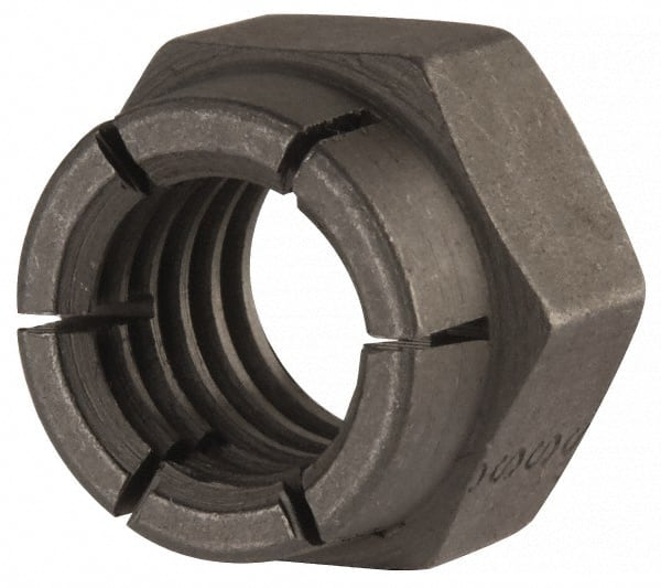 Flex-Loc - 7/16-14 UNC Grade 2 Hex Lock Nut with Expanding Flex Top - Uncoated, Meets Military Specifications - Exact Tooling