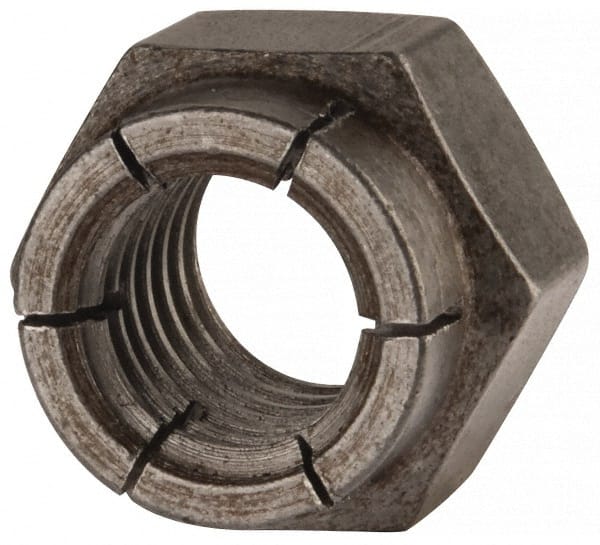 Flex-Loc - 1/2-13 UNC Grade 2 Hex Lock Nut with Expanding Flex Top - 3/4" Width Across Flats, 39/64" High, Uncoated - Exact Tooling