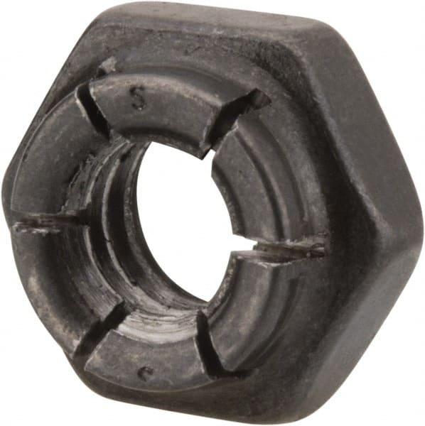 Flex-Loc - 1/4-20 UNC Grade 2 Hex Lock Nut with Expanding Flex Top - 7/32" High, Uncoated, Meets Military Specifications - Exact Tooling