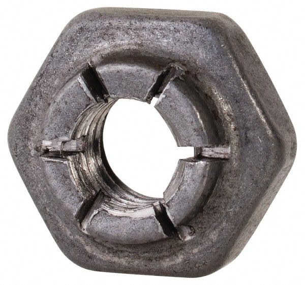Flex-Loc - #10-32 UNJF Grade 2 Hex Lock Nut with Expanding Flex Top - 3/16" High, Uncoated, Meets Military Specifications - Exact Tooling