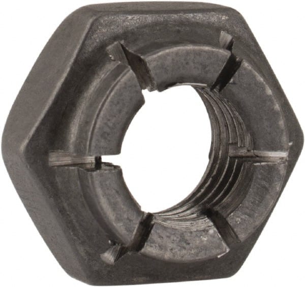 Flex-Loc - 1/4-28 UNJF Grade 2 Hex Lock Nut with Expanding Flex Top - 7/32" High, Uncoated, Meets Military Specifications - Exact Tooling