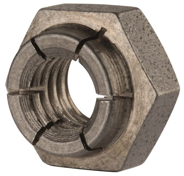 Flex-Loc - 5/16-18 UNC 18-8 Heavy Hex Lock Nut with Expanding Flex Top - Uncoated, Meets Military Specifications - Exact Tooling