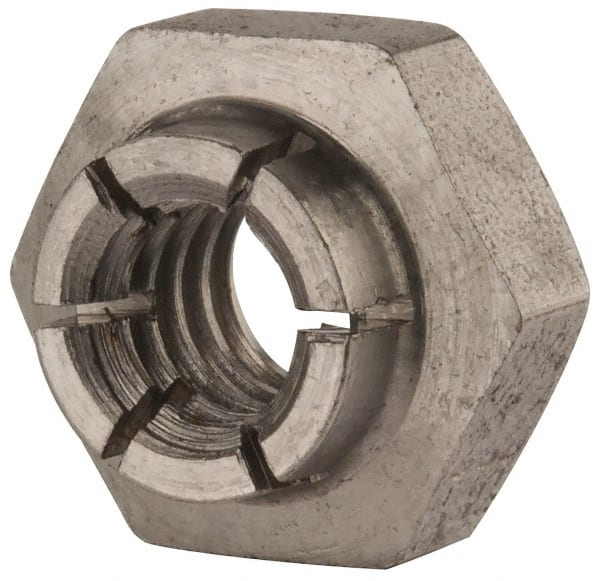 Flex-Loc - 1/4-20 UNC 18-8 Heavy Hex Lock Nut with Expanding Flex Top - Uncoated, Meets Military Specifications - Exact Tooling