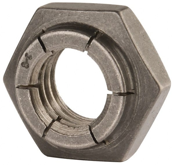 Flex-Loc - 1/2-13 UNC 18-8 Heavy Hex Lock Nut with Expanding Flex Top - Uncoated, Meets Military Specifications - Exact Tooling