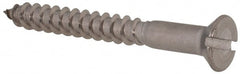 Value Collection - #12, 2" OAL, Slotted Drive, Flat Head Wood Screw - Stainless Steel, Grade 18-8 - Exact Tooling