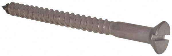 Value Collection - #14, 3" OAL, Slotted Drive, Flat Head Wood Screw - Stainless Steel, Grade 18-8 - Exact Tooling