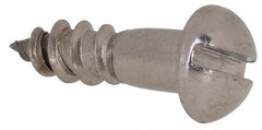 Value Collection - #6, 1/2" Length Under Head, Slotted Drive, Round Head Wood Screw - Stainless Steel, Grade 18-8 - Exact Tooling