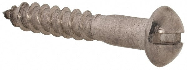Value Collection - #8, 1" Length Under Head, Slotted Drive, Round Head Wood Screw - Stainless Steel, Grade 18-8 - Exact Tooling