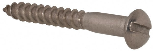 Value Collection - #10, 1-1/2" Length Under Head, Slotted Drive, Round Head Wood Screw - Stainless Steel, Grade 18-8 - Exact Tooling