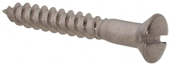 Value Collection - #6, 1" Length Under Head, Slotted Drive, Oval Head Wood Screw - Stainless Steel, Grade 18-8 - Exact Tooling