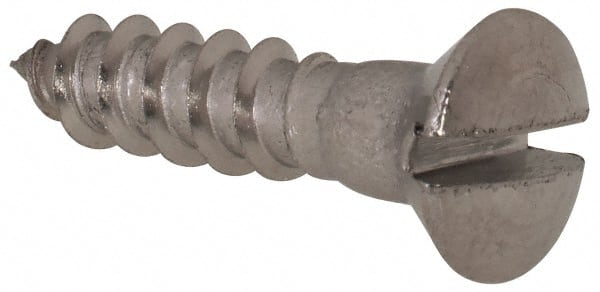 Value Collection - #8, 3/4" Length Under Head, Slotted Drive, Oval Head Wood Screw - Stainless Steel, Grade 18-8 - Exact Tooling