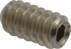 Value Collection - #6-32 UNC, 1/4" OAL, Cup Point Set Screw - Grade 316 Stainless Steel, 1/16" Key - Exact Tooling