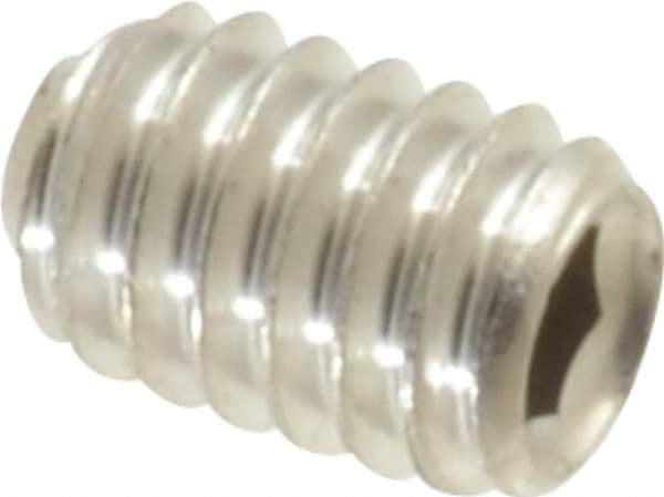 Value Collection - #8-32 UNC, 1/4" OAL, Cup Point Set Screw - Grade 316 Stainless Steel, 5/64" Key - Exact Tooling
