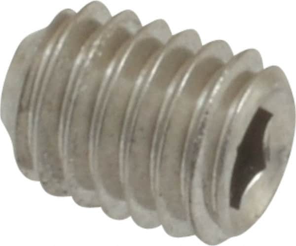 Value Collection - #10-32 UNF, 1/4" OAL, Cup Point Set Screw - Grade 316 Stainless Steel, 3/32" Key - Exact Tooling